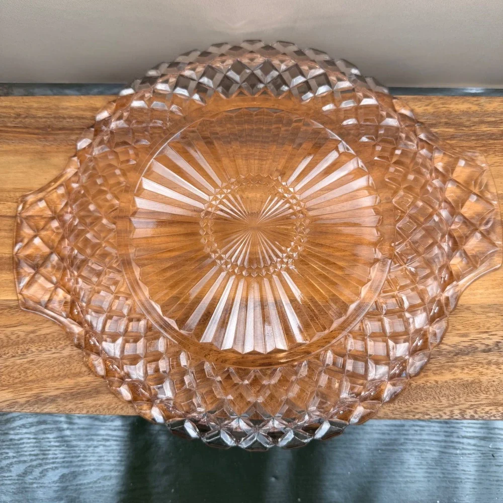 Anchor Hocking Waterford Pink Depression Glass Sandwich Plate Platter 12 inch